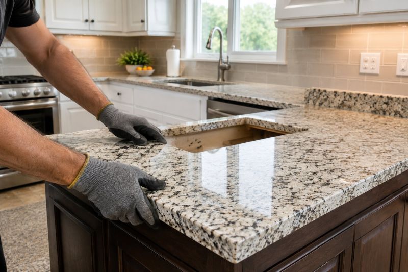 Granite Slab Installation in Marin County, CA